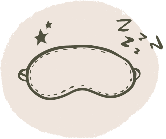 illustration d'un masque de sommeil, sur fond beige